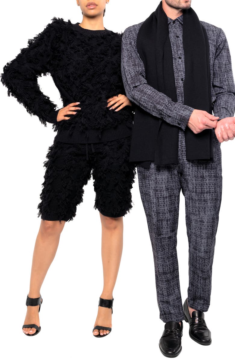 Dai Moda Fusion Wool & Cotton Sweater Shorts, Alternate, color,