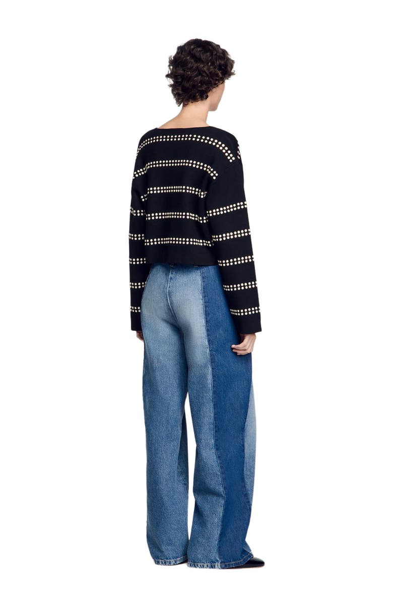 SANDRO Studded cardigan, Alternate, color, Black