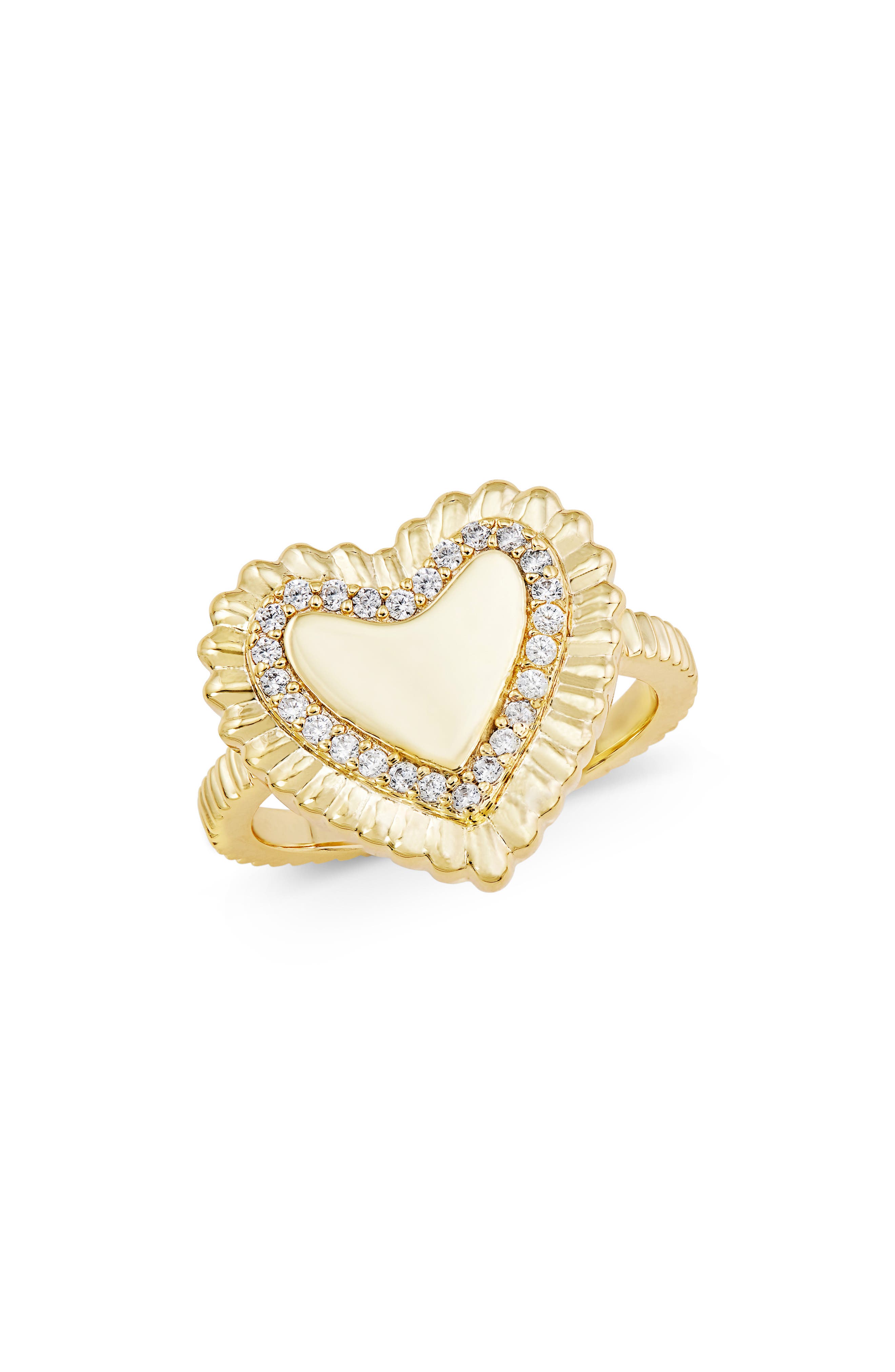 Beaded Pavé Heart Ring