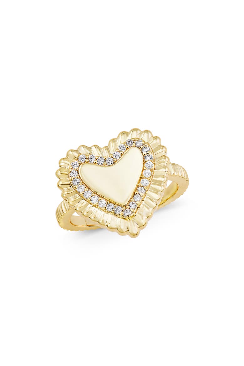Beaded Pavé Heart Ring, Main, color, YELLOW