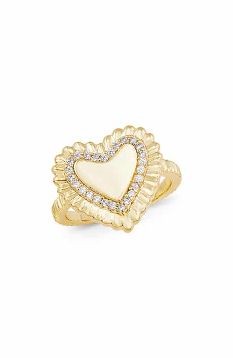 Beaded Pavé Heart Ring
