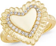 SAVVY CIE JEWELS Beaded Pavé Heart Ring