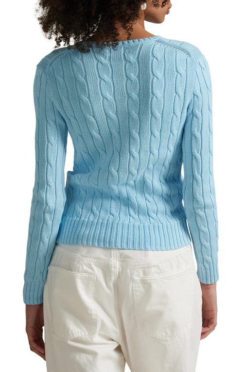 Polo Ralph Lauren Cable Stitch Cotton Crewneck Sweater In Blue