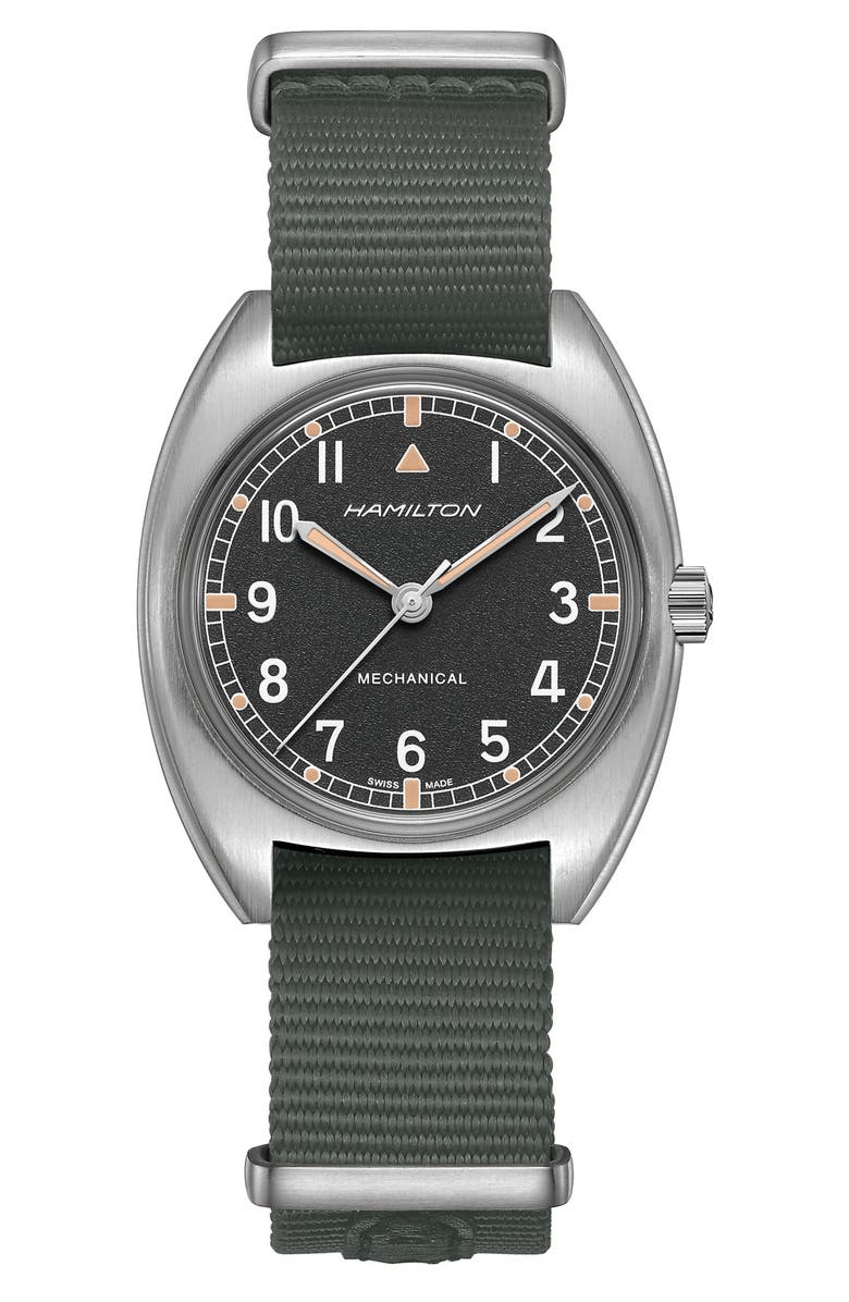Hamilton Khaki Aviator Pilot Pioneer NATO Strap Watch, 36mm x 33mm, Main, color,