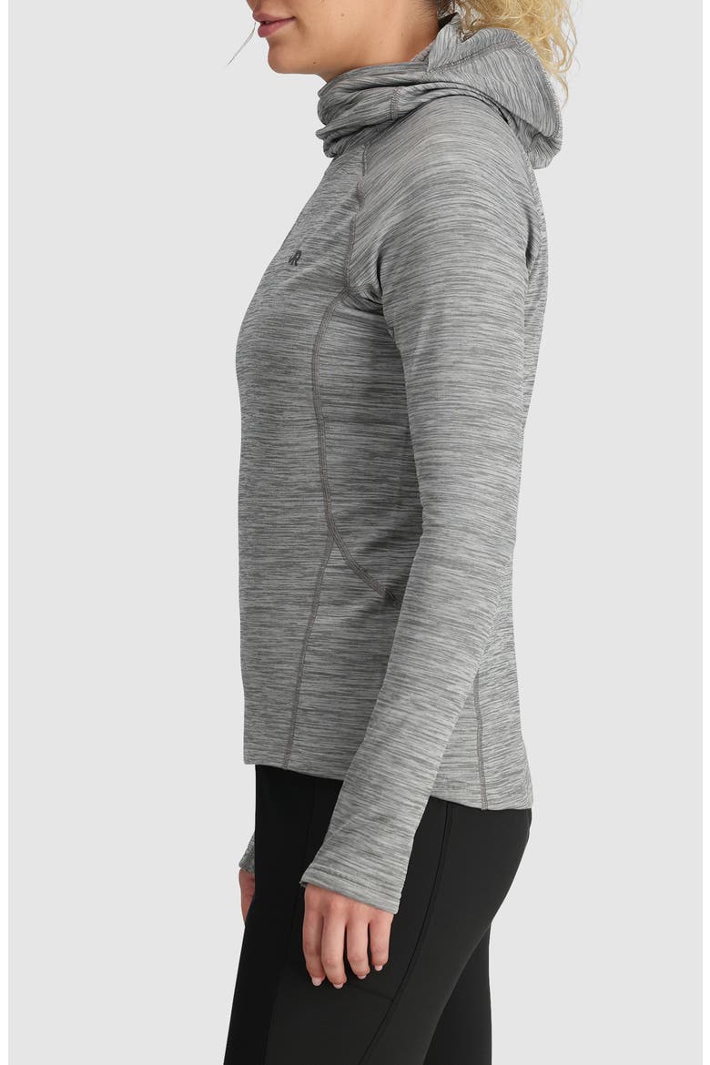 Vigor Grid Fleece Quarter Zip Hoodie, Alternate, color, GREY HEATHER