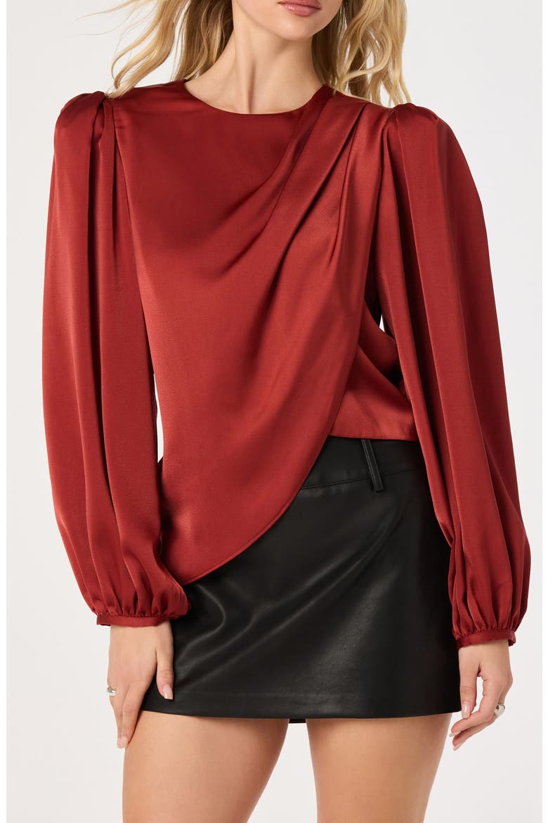 Beatrice Satin Drape Top, Main, color, SCARLET