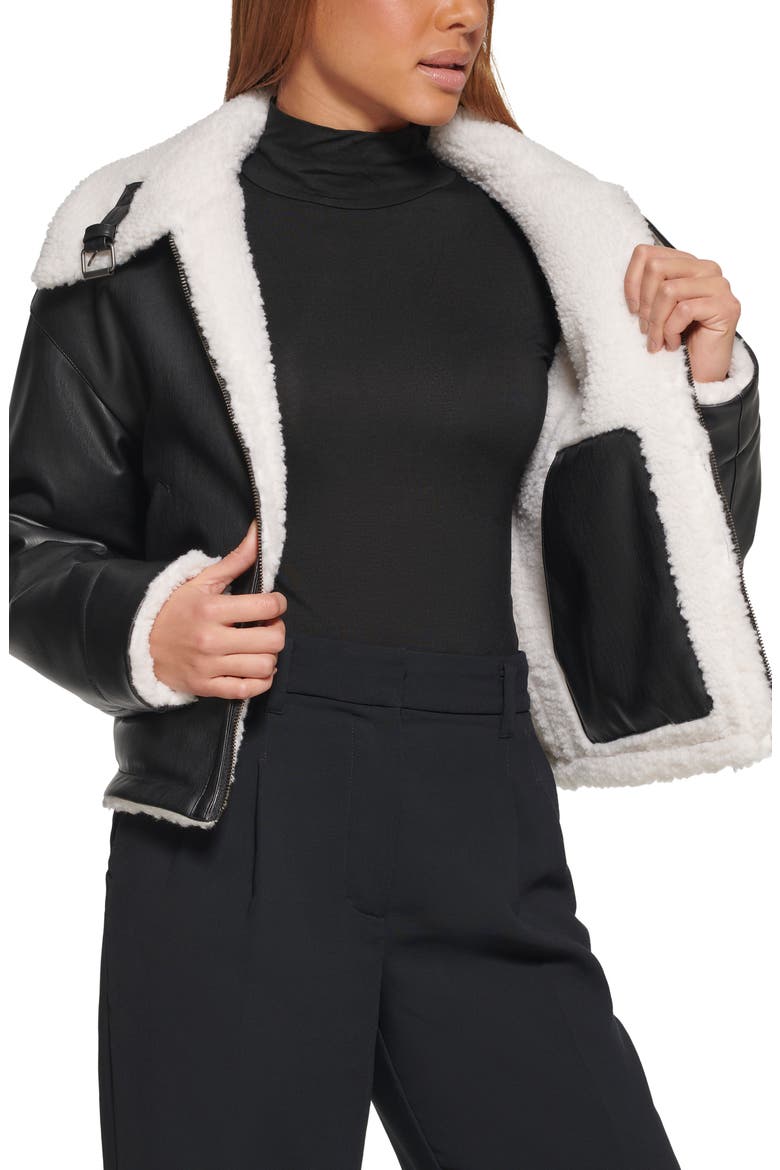 Reversible Faux Shearling Jacket, Alternate, color, BLK CREAM