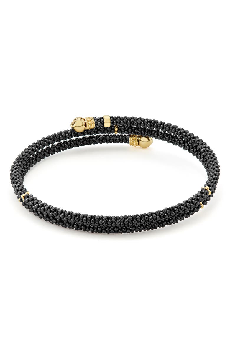 LAGOS Gold & Black Caviar Pavé Diamond Wrap Bracelet, Alternate, color, 