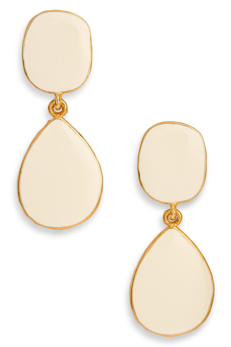 Enamel Teardrop Drop Earrings, Main, color, WHITE