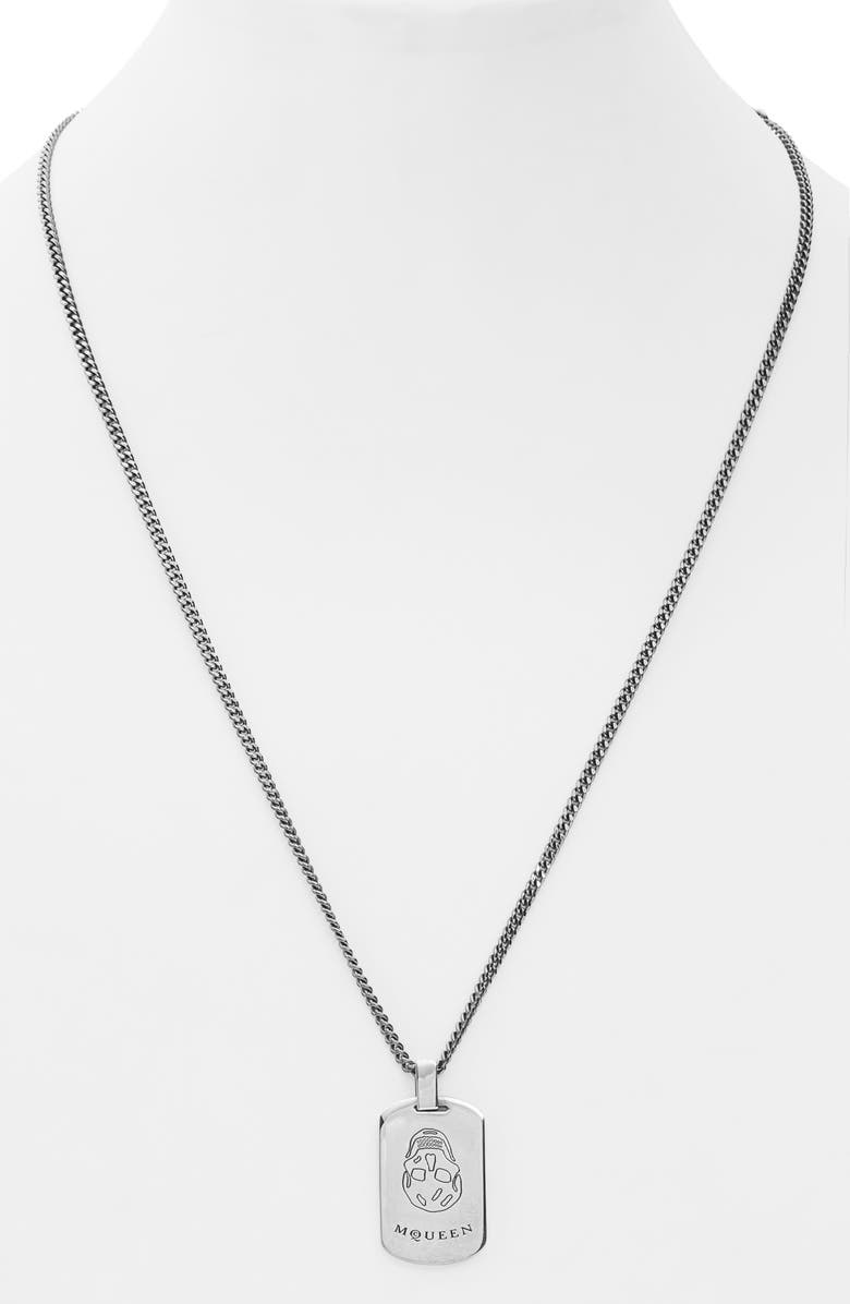 McQueen Skull Plate Pendant Necklace, Alternate, color, Mcq0911sil.v.b Antil