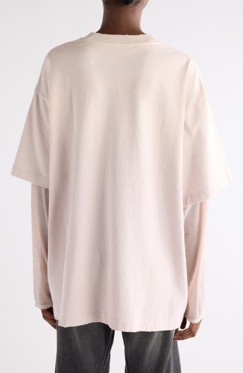 Acne Studios Pink Violet Layered T-shirt With Print In Pink