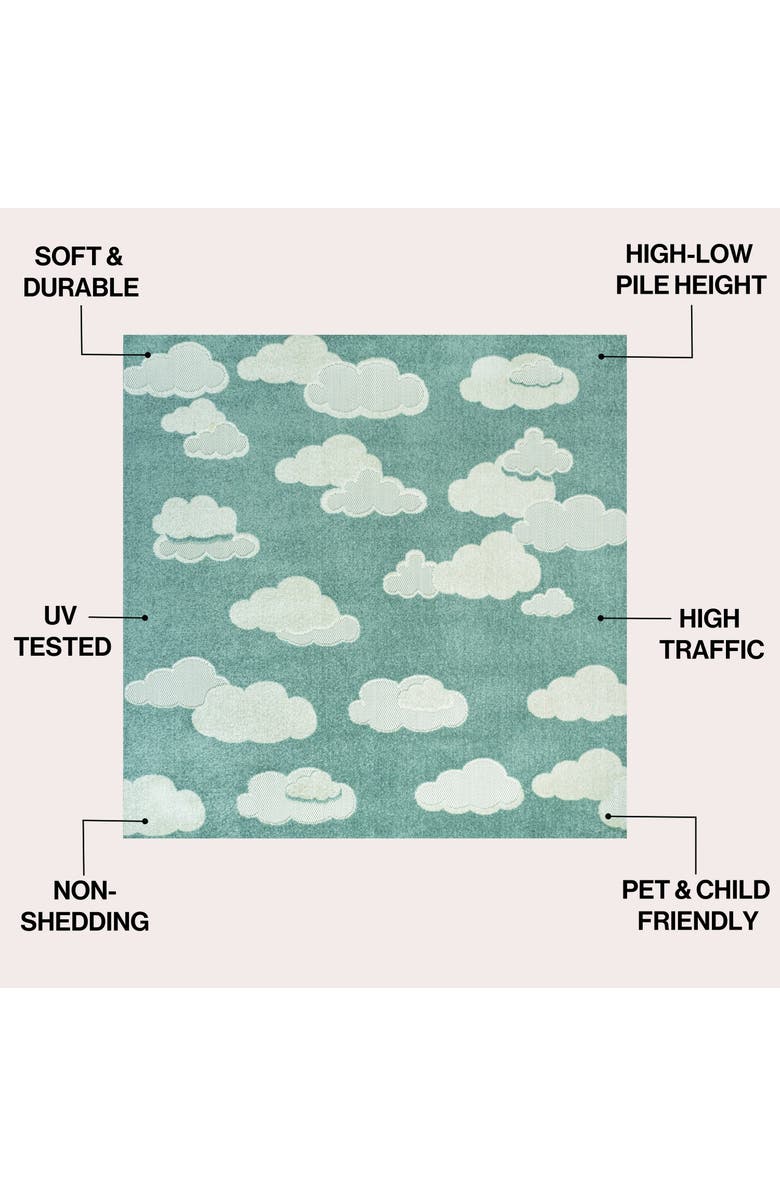 JONATHAN Y Hedwig High-Low Youth Cloud Scandi Indoor/Outdoor Rug, Alternate, color, Blue/Ivory