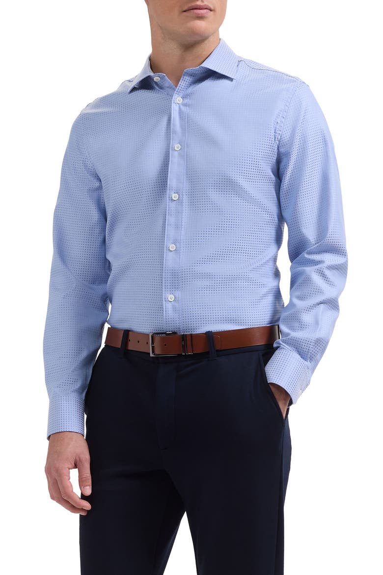 Axel Check Jacquard Cotton Button-Up Shirt, Main, color, AIR BLUE