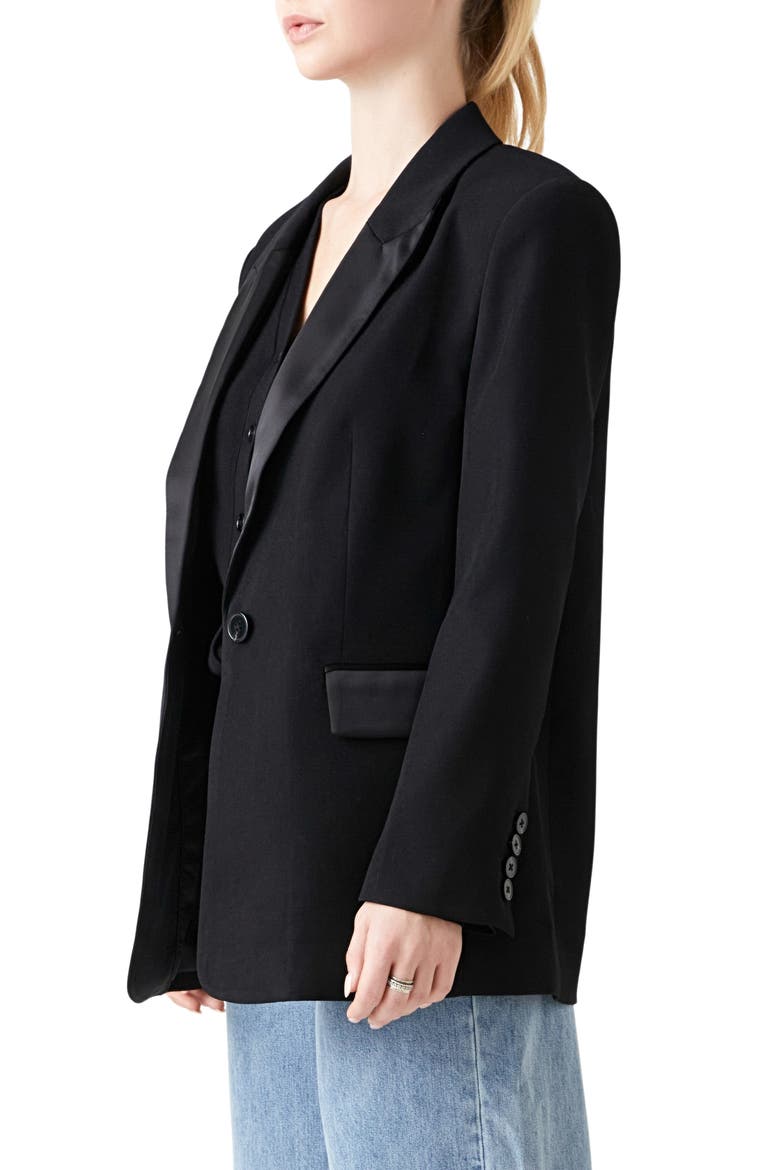 Oversize Tuxedo Jacket, Alternate, color, BLACK