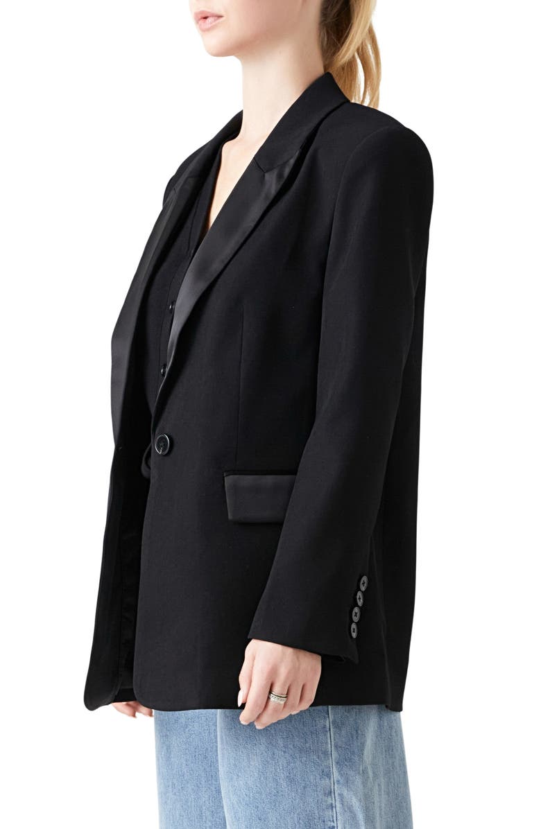 Grey Lab Oversize Tuxedo Jacket, Alternate, color, Black