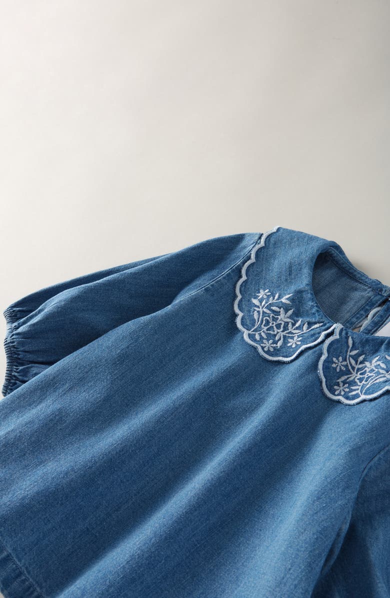 Nordstrom Kids' Scallop Collar Cotton Chambray Top, Alternate, color, Mid Gem Wash