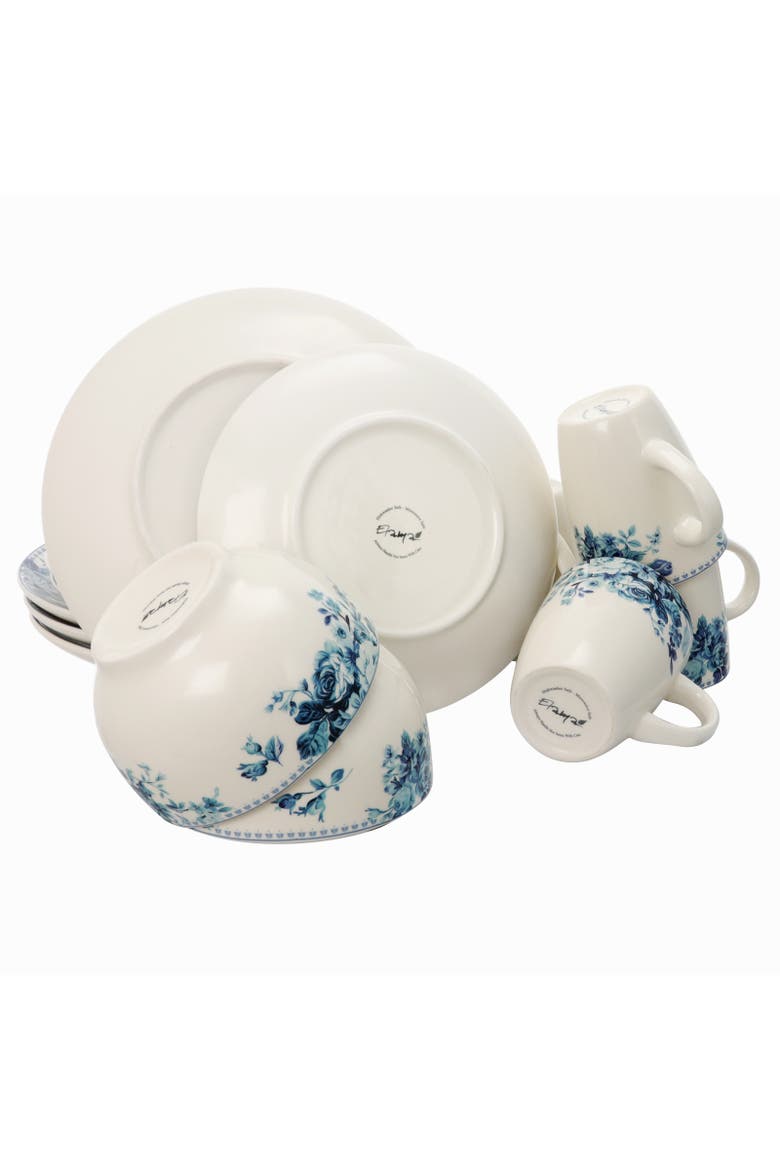 Traditional Blue Rose 16 Piece Dinnerware Set, Alternate, color, Blue