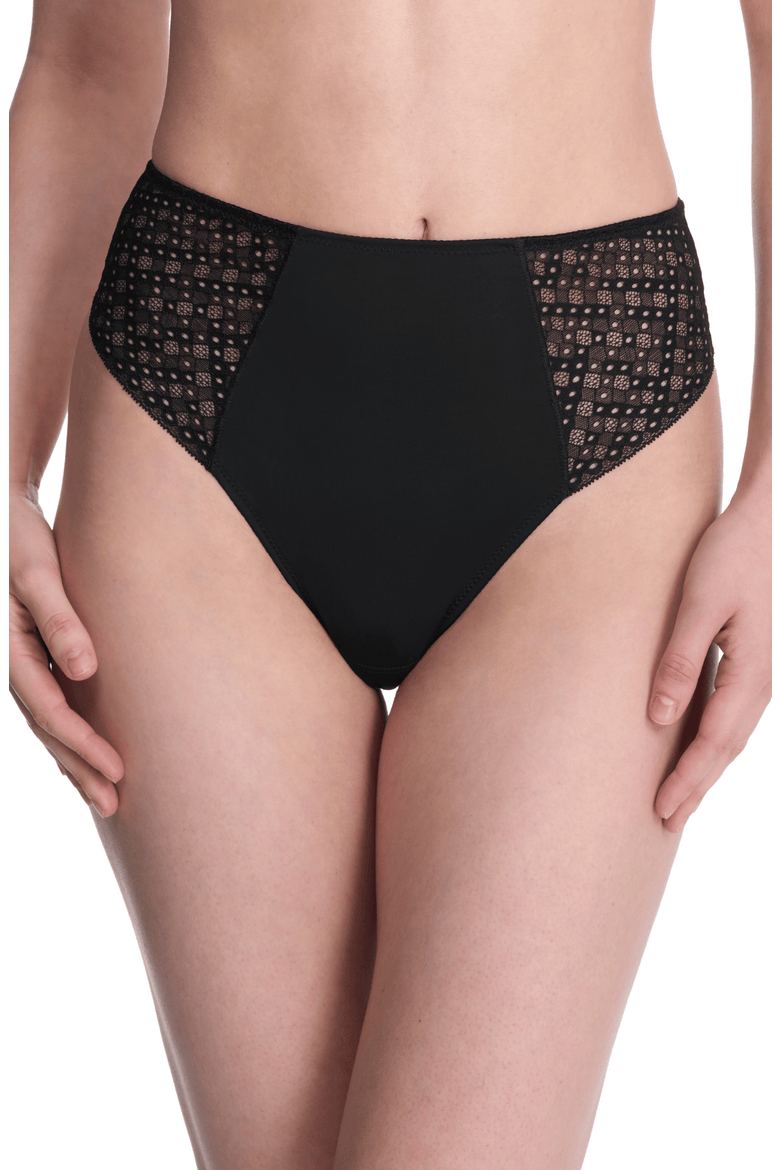 Harmony High Rise Lace Thong, Main, color, Black