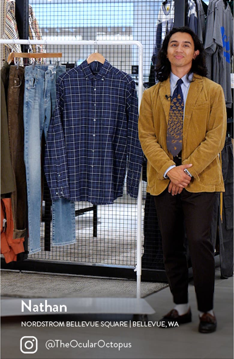 Lightweight Plaid Cotton Twill Button-Down Shirt, sales video thumbnail