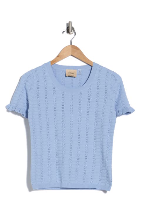 Crewneck Pointelle Stitch Sweater