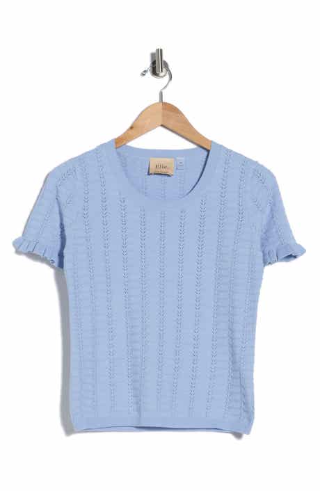 T Tahari Crewneck Pointelle Stitch Sweater