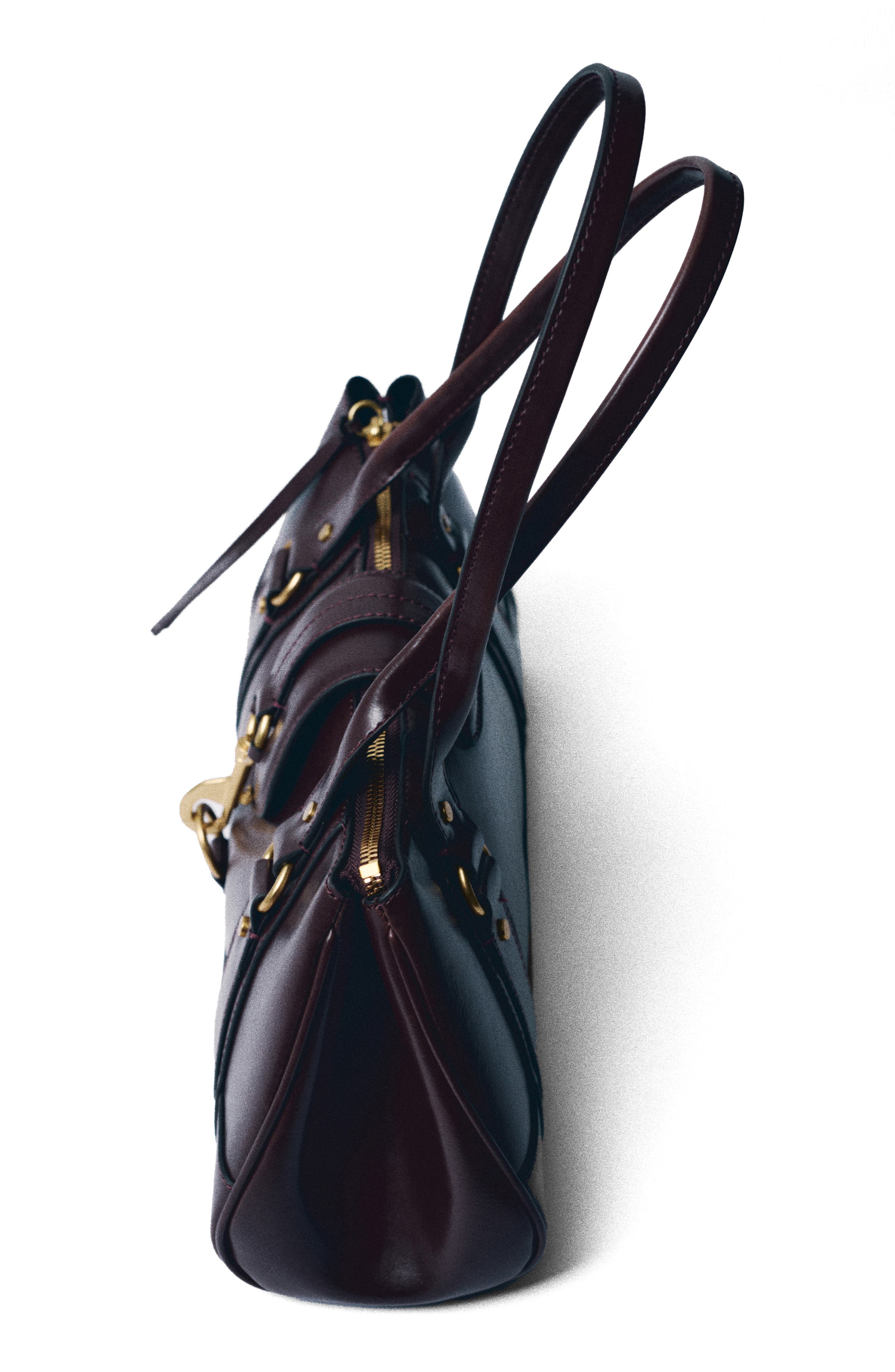 MANGO Medium Faux Leather Shoulder Bag, Alternate, color, Chocolate