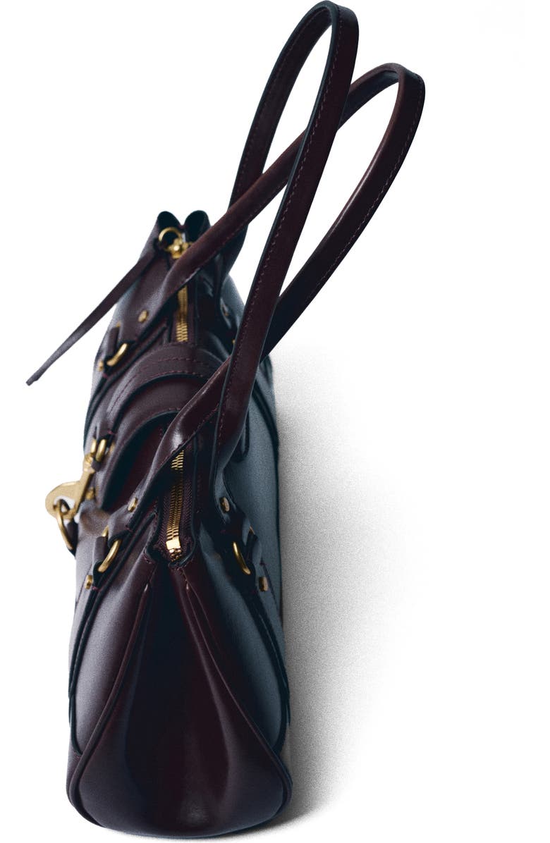 MANGO Medium Faux Leather Shoulder Bag, Alternate, color, Chocolate