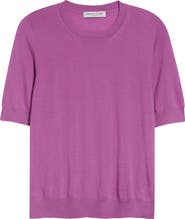 Johnstons of Elgin Honor Short Sleeve Cashmere Crewneck Sweater