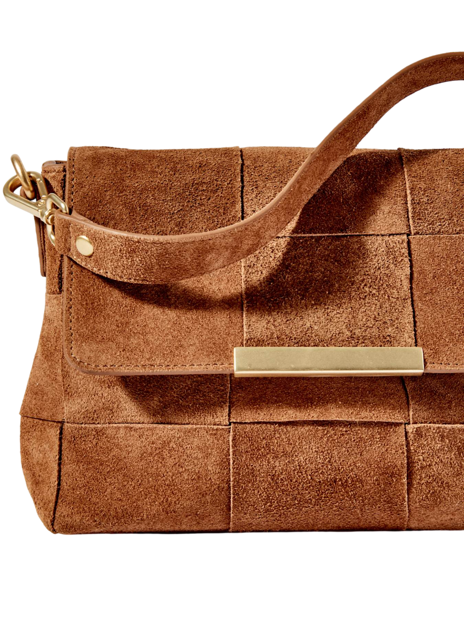 MINT VELVET Lara Tan Suede Woven Crossbody Bag, Alternate, color, Tan