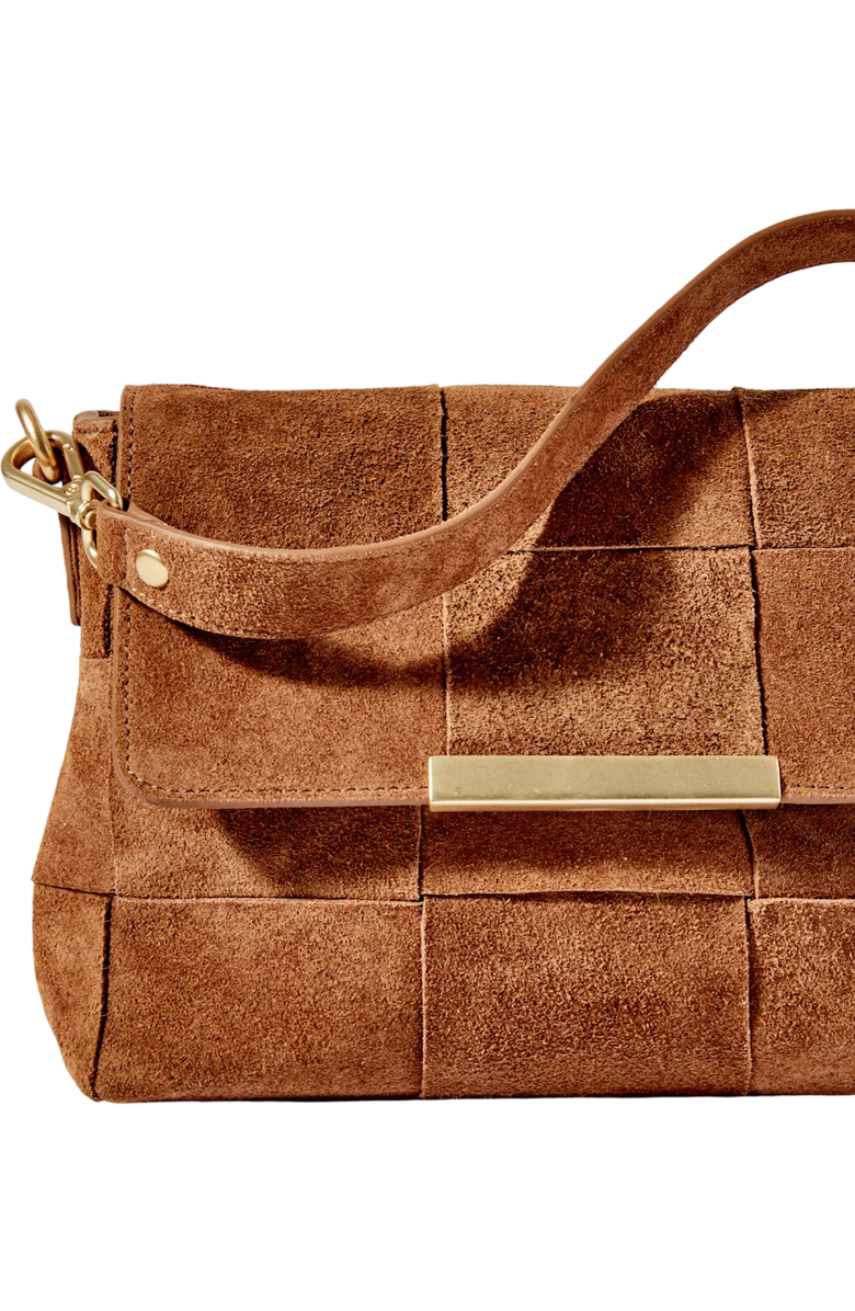 MINT VELVET Lara Tan Suede Woven Crossbody Bag, Alternate, color, Tan