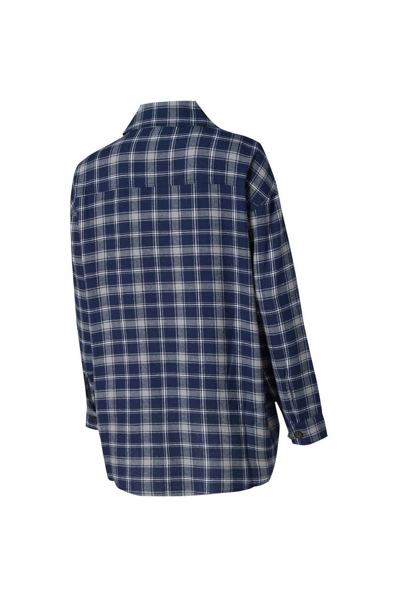 Women's College Concepts Navy/Gray Memphis Grizzlies Boyfriend Button-Up Nightshirt, Alternate, color, Navy