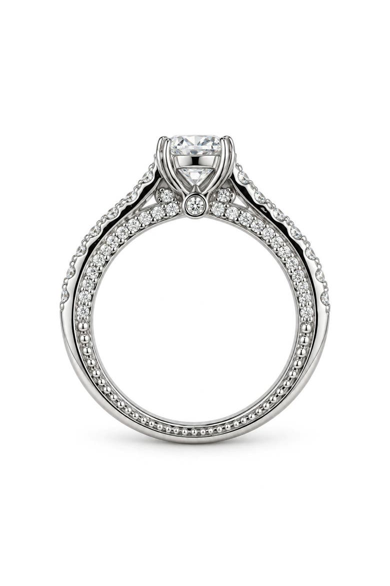 Sterling Silver Moissanite 4-Prong Ring, Alternate, color, SILVER PLATED