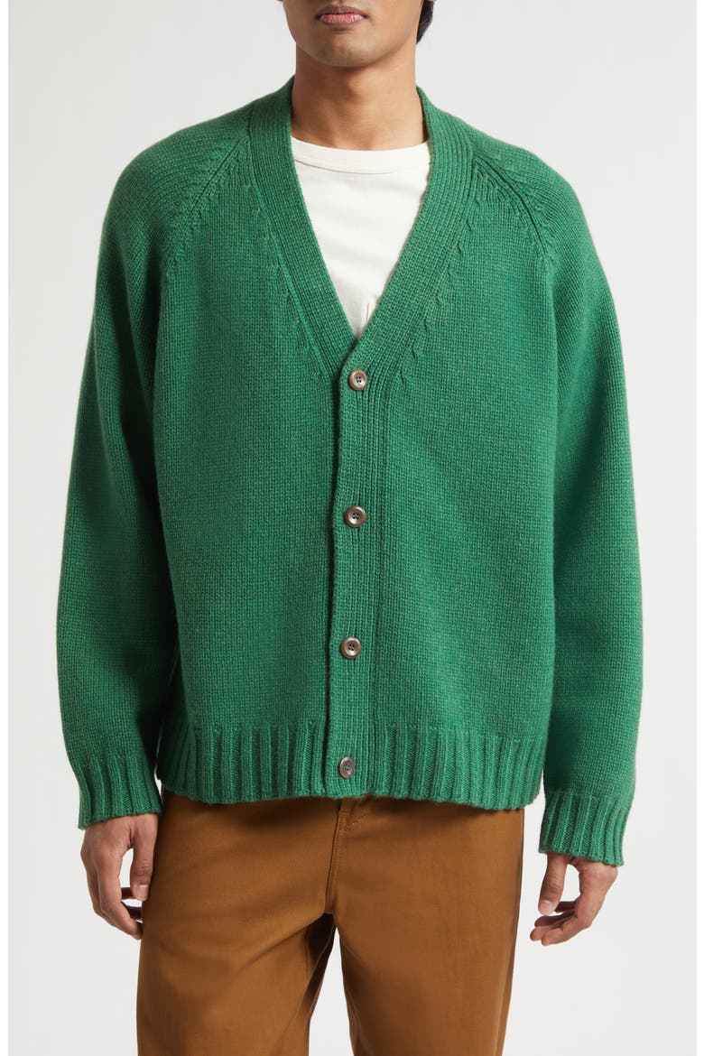 Oak Cashmere V-Neck Cardigan, Main, color, FERN