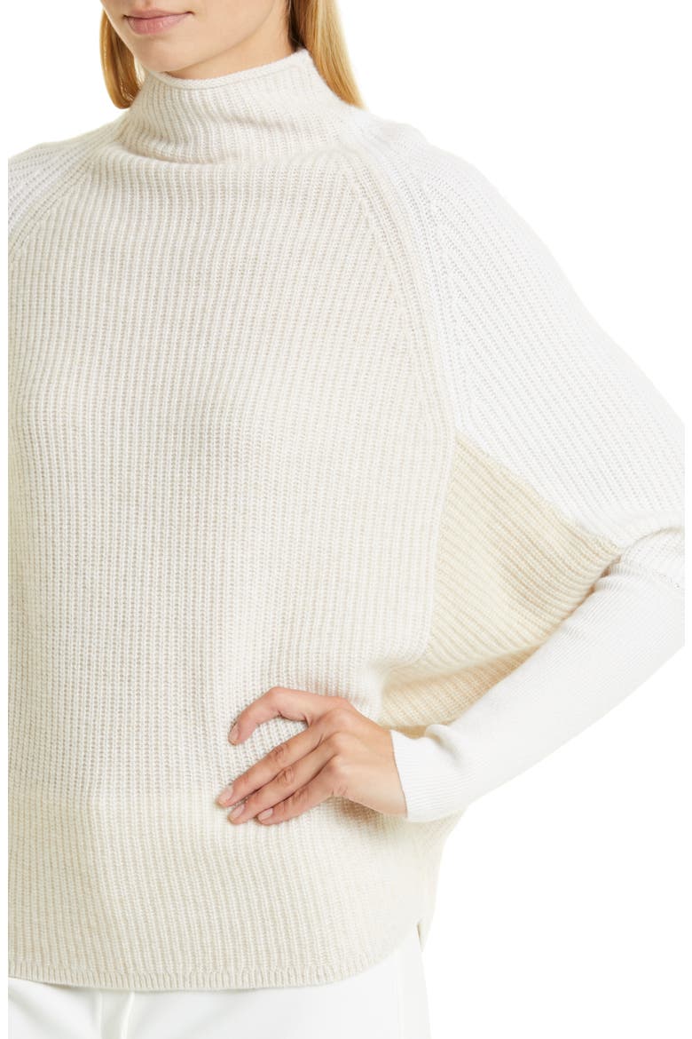 Emma Colorblock Mock Neck Cashmere Sweater, Alternate, color, CAMEL