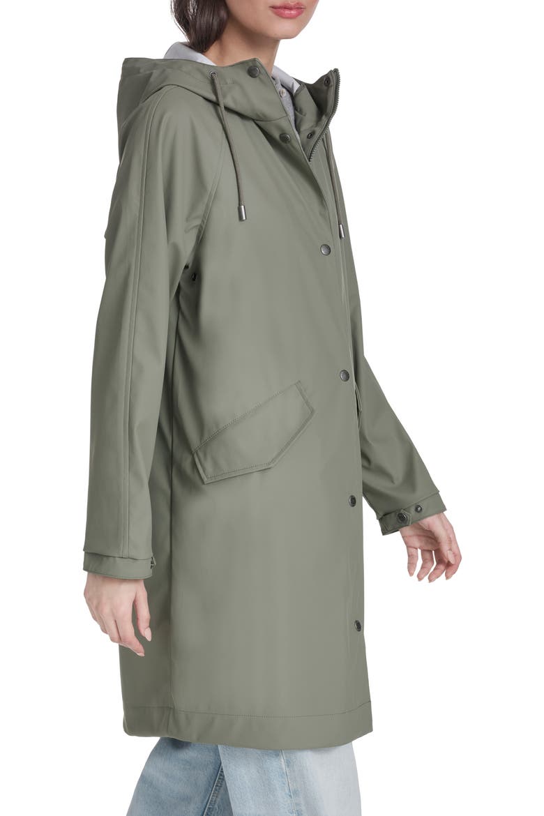 Water Resistant Hooded Long Rain Jacket, Alternate, color, SAGE