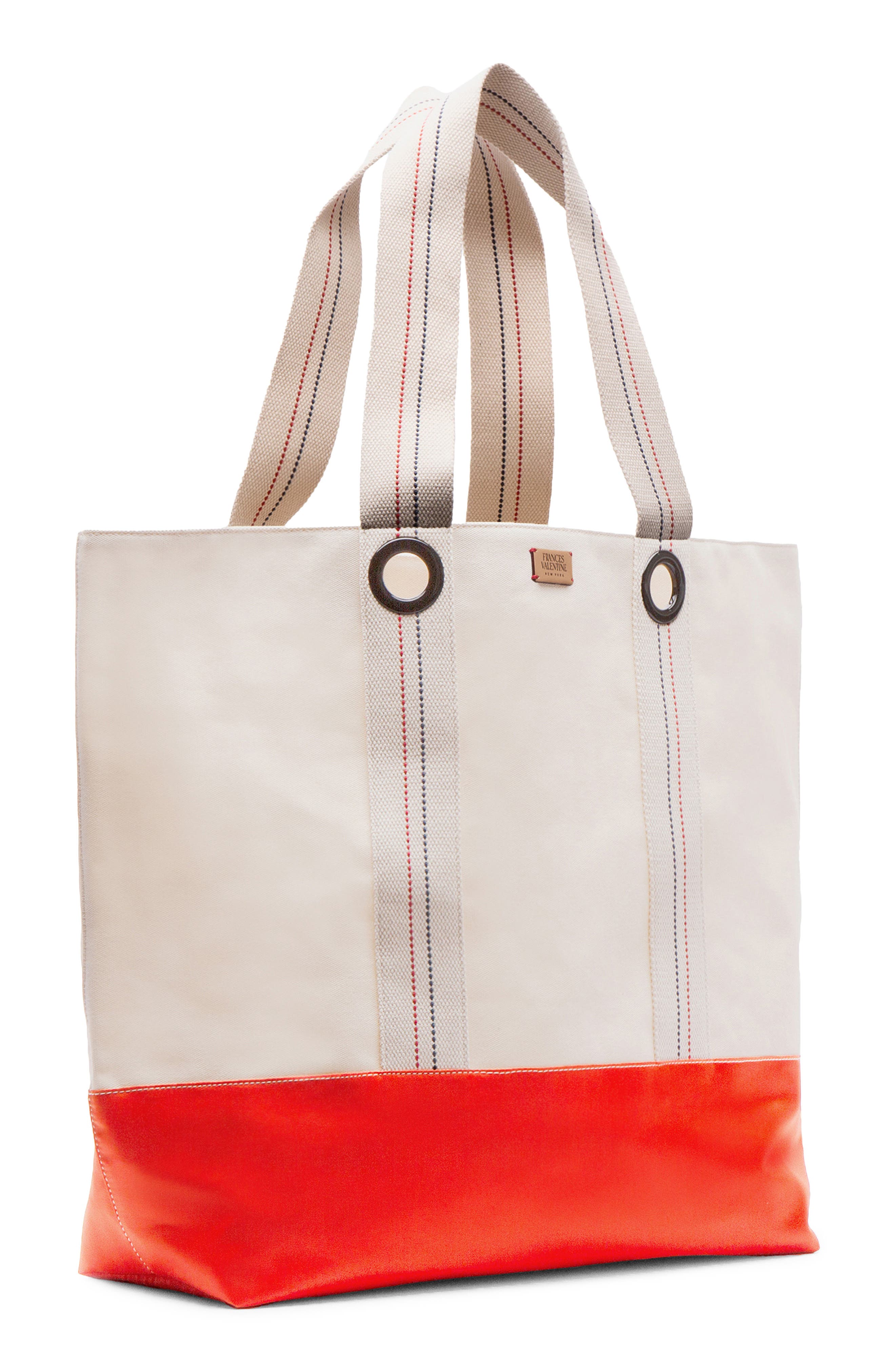 Frances Valentine Summer XL Canvas Tote, Alternate, color, Natural/ Orange