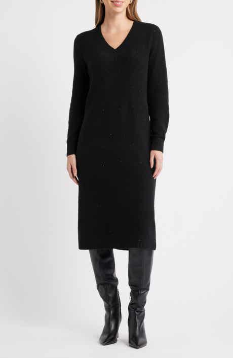 Caslon® Sequin Long Sleeve Sweater Dress