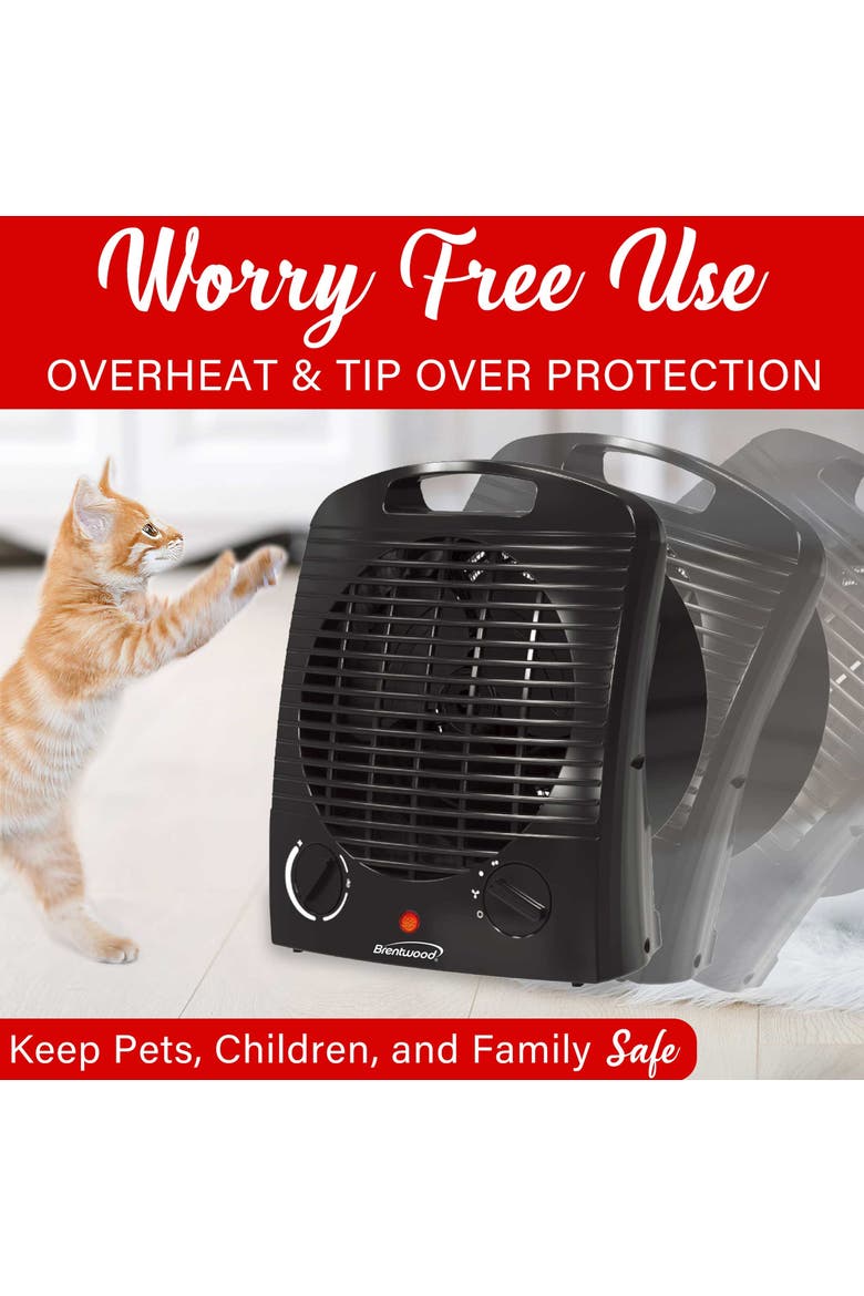 1500 W Portable Electric Space Heater and Fan in Black, Alternate, color, Black