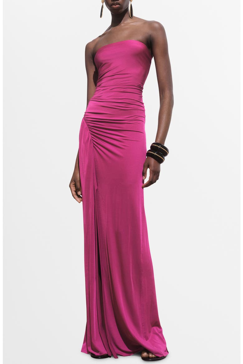Draped Strapless Dress, Main, color, FUCHSIA