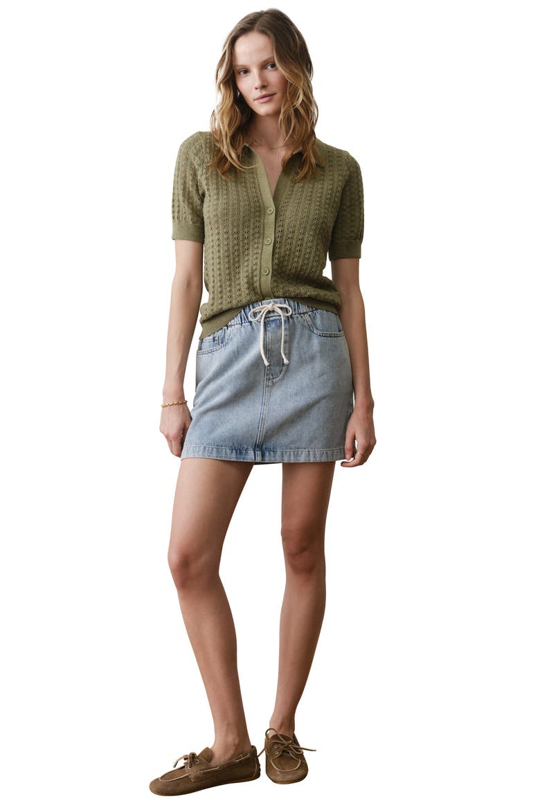 Piper Pointelle Stitch Cotton Button-Up Shirt, Alternate, color, SAGE