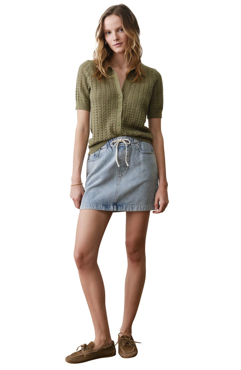 Marine Layer Piper Pointelle Stitch Cotton Button-Up Shirt, Alternate, color, Sage