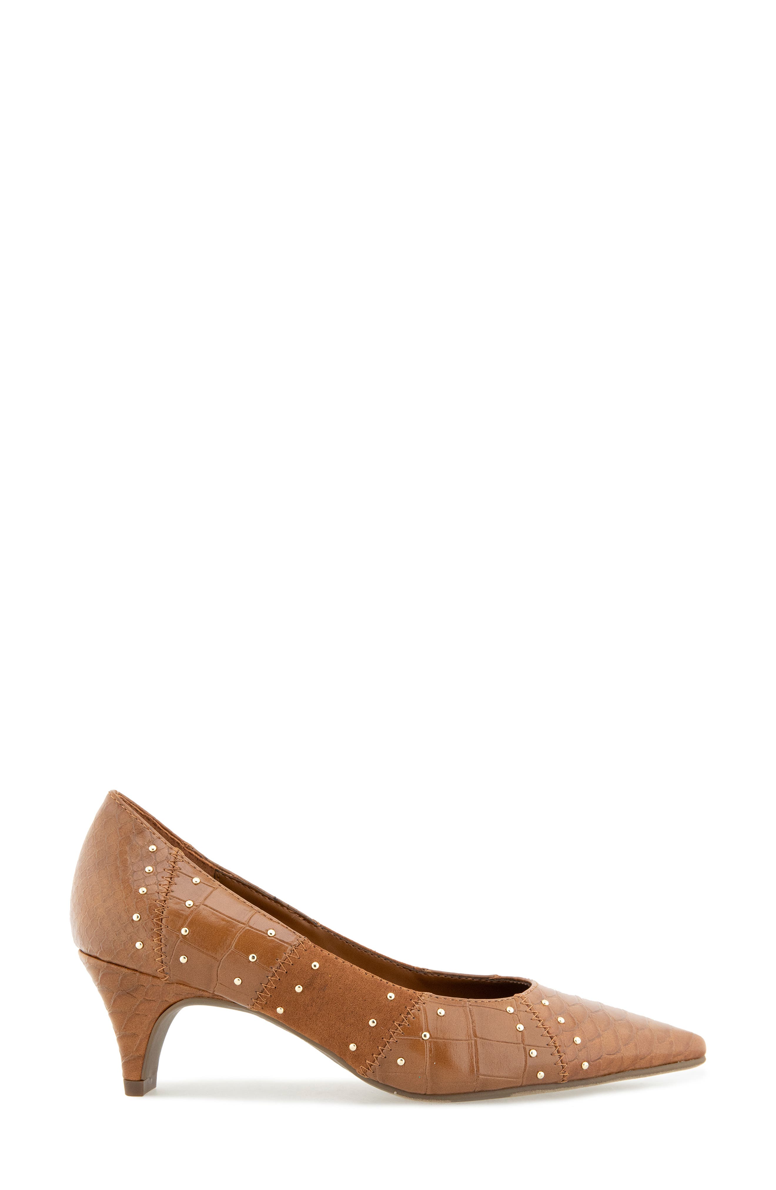 Mandy Croc Embossed Faux Leather Pump, Alternate, color, CARAMEL CROCO