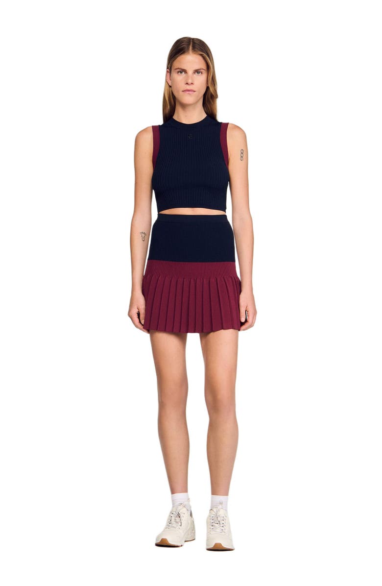 SANDRO Two-tone knit top, Alternate, color, Navy Blue
