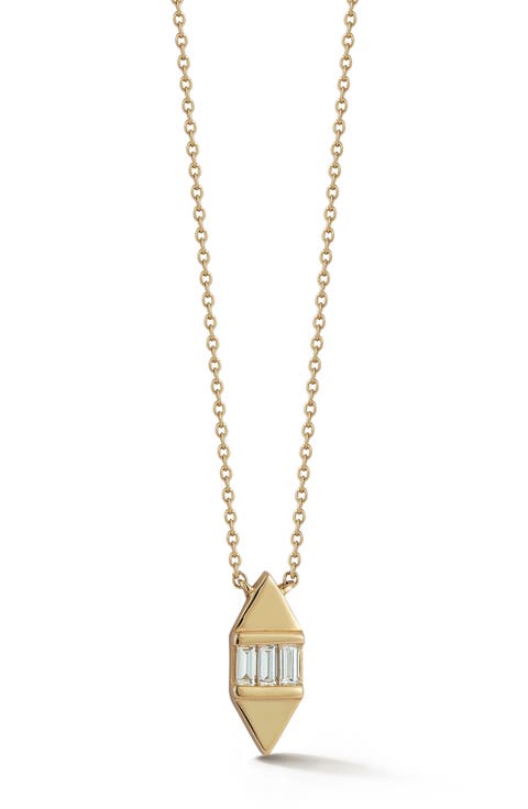 Sadie Pearl Diamond Baguette Tag Pendant Necklace