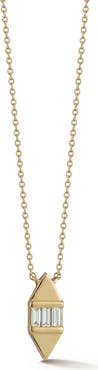 Dana Rebecca Designs Sadie Pearl Diamond Baguette Tag Pendant Necklace