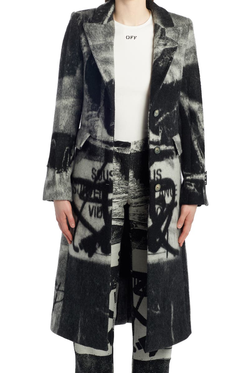 Off-White x Pablo Tomek Print Wool Blend Coat, Main, color, 