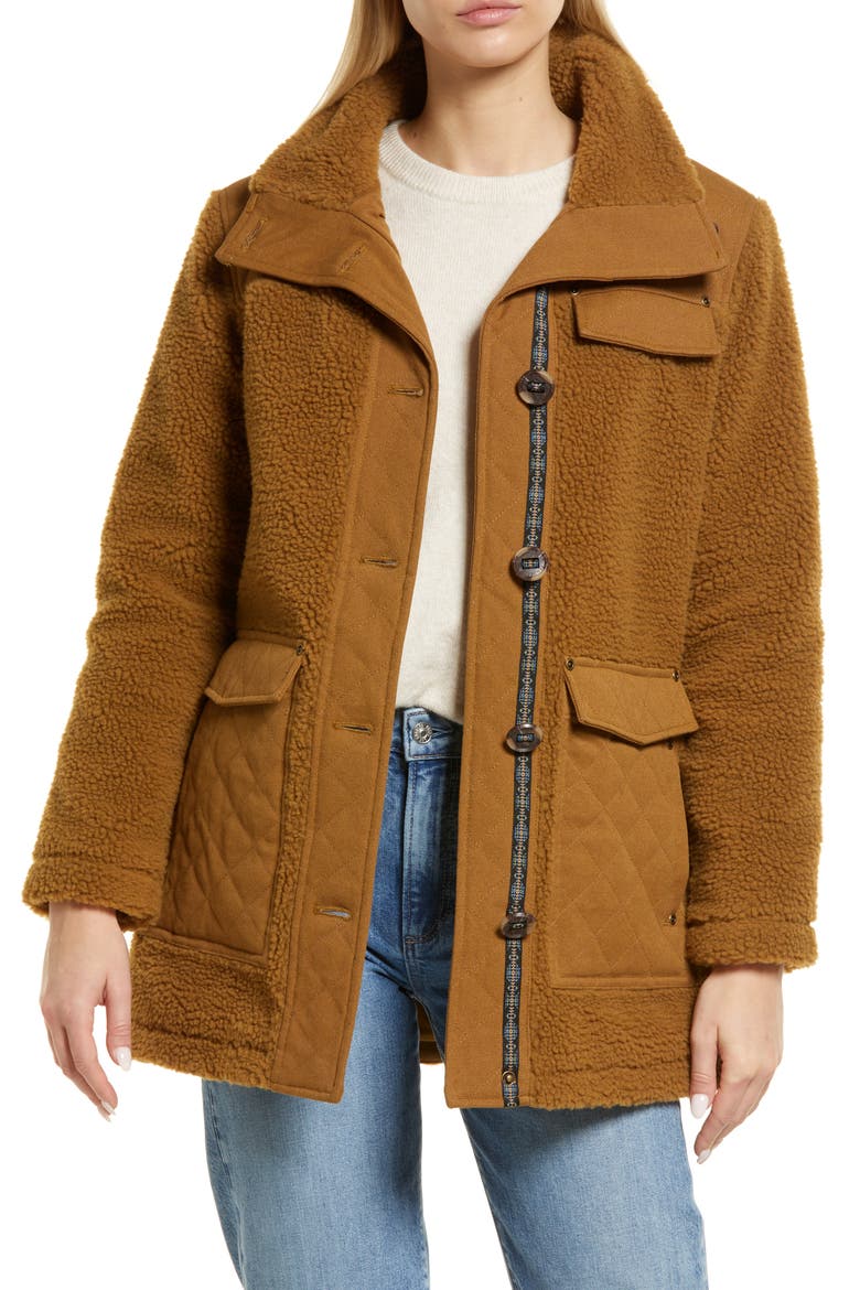 Dearborn Mixed Media Barn Coat, Main, color, SADDLE