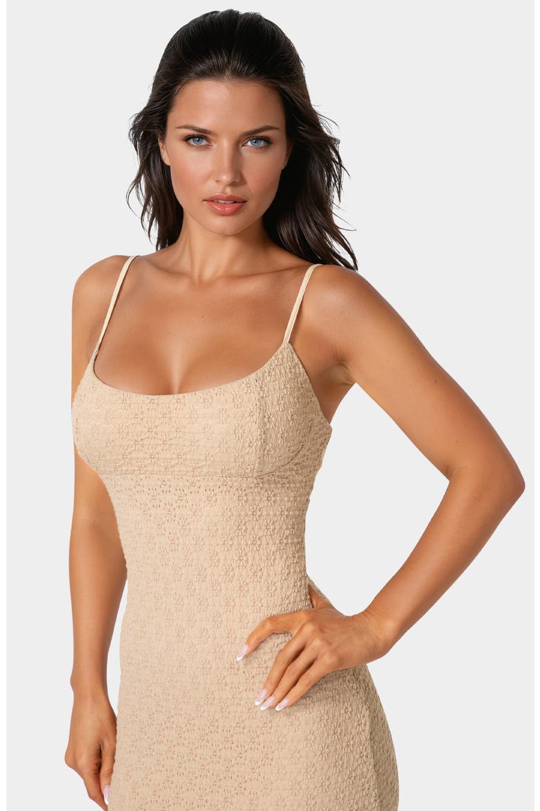 Floral Lace Body-Con Maxi Dress, Alternate, color, SAND