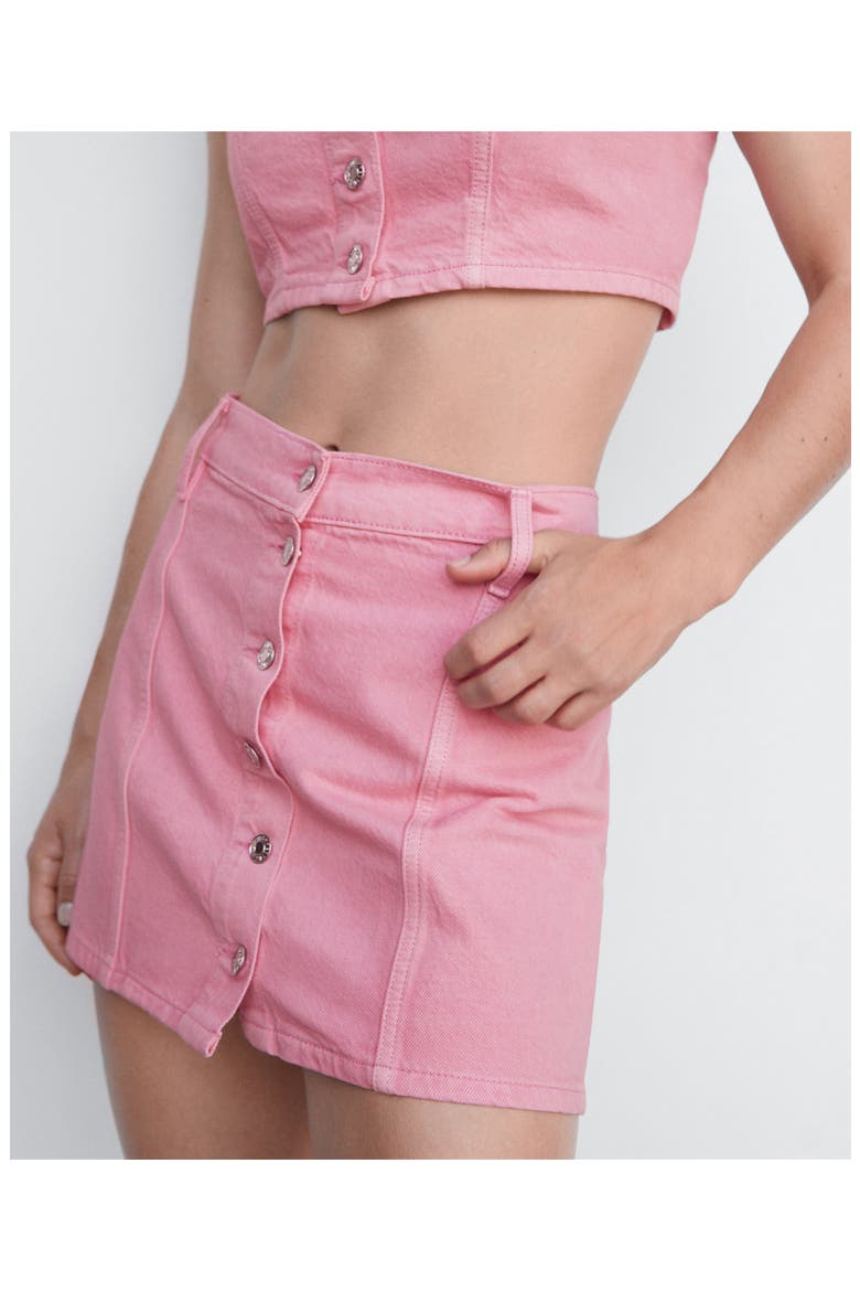 Denim Miniskirt, Alternate, color, BUBBLEGUM PINK