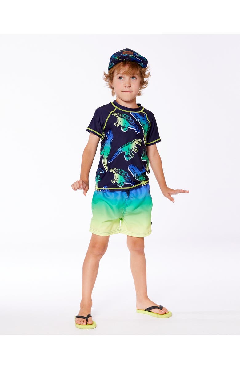 Deux par Deux Baby Boy's Swim Trunks Blue, Green, And Lime Gradient, Alternate, color,